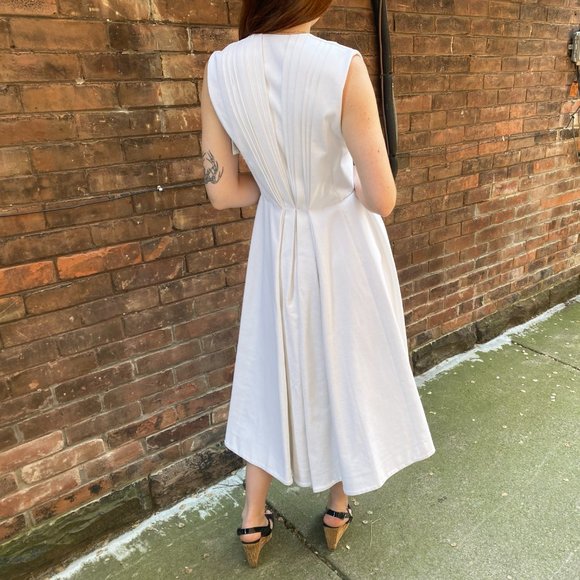 Emilia Wickstead “Madaline” white denim dress with pleated back, size 8UK - Picture 3 of 11